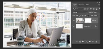 adding a layer mask selection with rectangular marquee tool